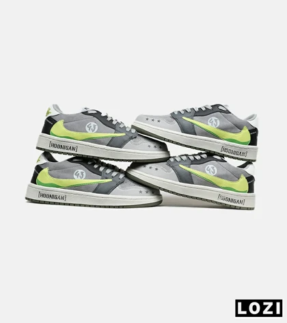 کفش کتانی مردانه طوسی لیمویی NIKE travis scott