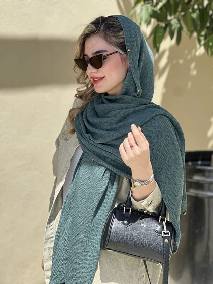 شال نخی پلیسه پرچ دار کد655