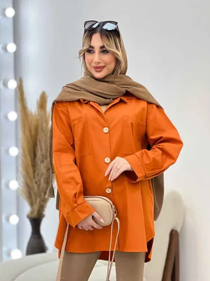 مانتو دو جیب دکمه چوبی
