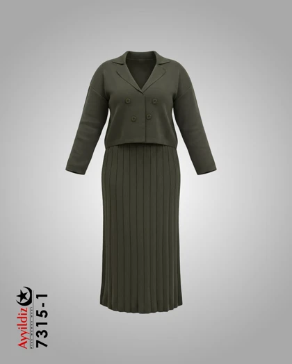 کت و دامن بافت زنانه سایز بزرگ کد 7315