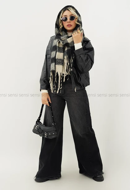 بامبر جلو زیپ چرم کد1004936