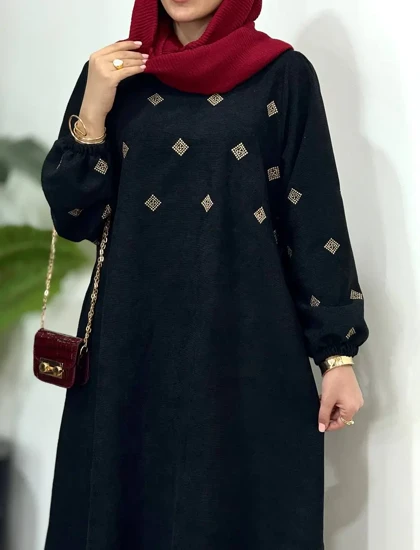 پیراهن مانتویی گلدوزی جیران