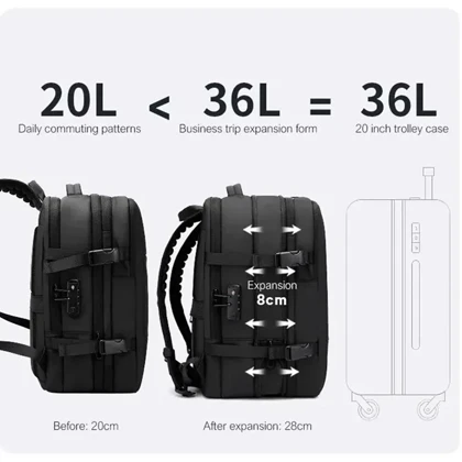 کوله پشتی بنج اورجینال مدل BANGE - BG3028 + پمپ وکیوم و قفل ضد سرقت