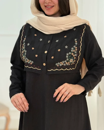پیراهن مانتویی گلدوزی حنا کد محصول 1651