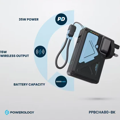 پاور بانک 10000 وایرلس و شارژر دیواری پاورولوژی Powerology PPBCHA80 برای آیفون و اندروید