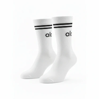جوراب ساق بلند سفید طرح alo
