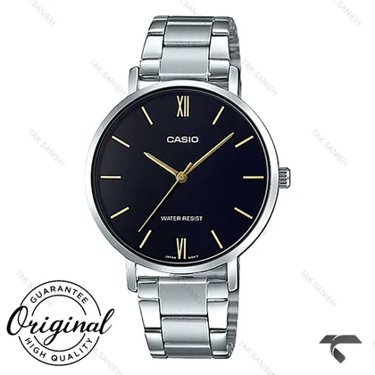 ساعت کاسیو زنانه LTP-VT01D-1B سیلور صفحه مشکی Casio-10343-L
