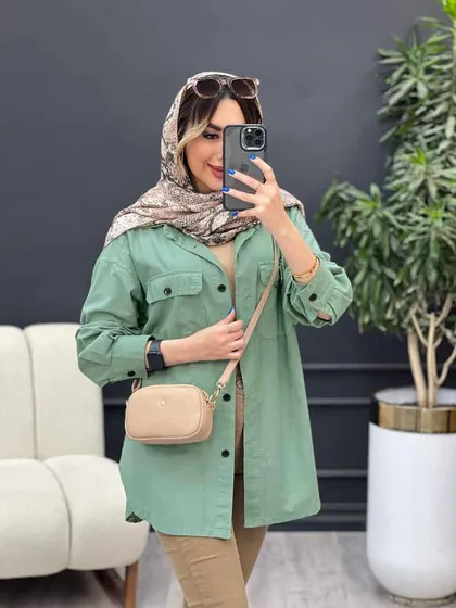 مانتو لینن سر جیب دکمه وینا