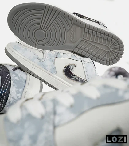 کفش کتانی مردانه و زنانه آبی سفید NIKE dunk low steam puppet