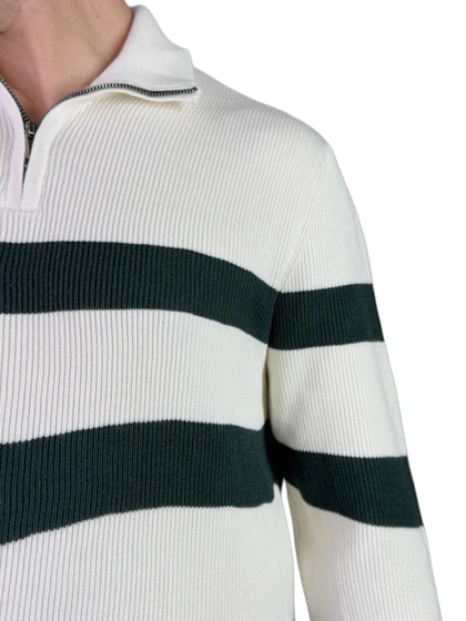 بافت مردانه برند نکست مدل نیم زیپ گرم بالا رنگ سفید سبز کد 00341