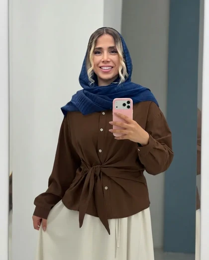 شومیز جلو گره‌ای وارداتی زنانه مدل فشن