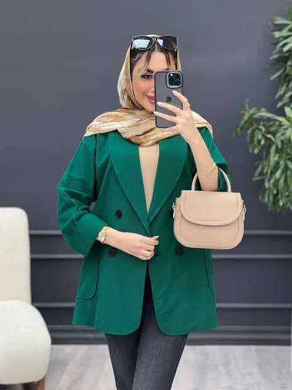 مانتو لینن چهار دکمه آستین پاکتی
