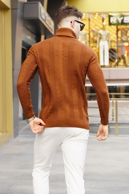 ژاکت بافتنی یقه اسکی طرح شتری 5769