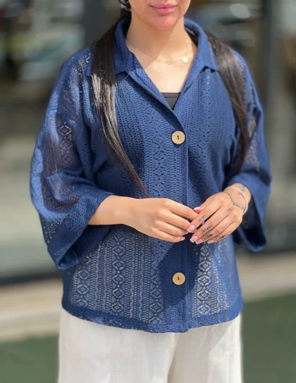 شومیز دکمه چوبی 882
