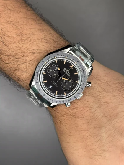 ساعت مچی امگا اسپیدمستر بند سیلور صفحه مشکی Omega Speadmaster