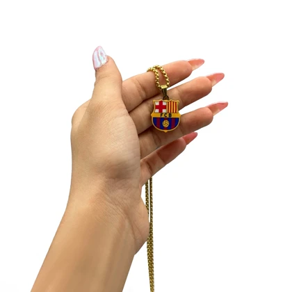 گردنبند استیل طرح تیم فوتبال بارسلونا مدل 405A002