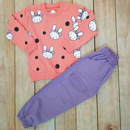 بلوز شلوار کتان دخترانه مدل خرگوش