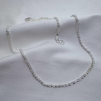 زنجیر استیل نقره‌ای مدل «خاویاری» (بافت پرانعطاف) | درخشان و اقتصادی