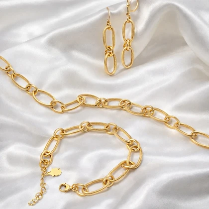 سرویس کامل برند شین مدل «حلقه‌های زرین» | ترکیب ساده و تراش‌دار با گارانتی 1 ساله