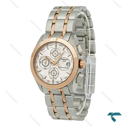 ساعت مچی تیسوت زنانه دورنگ رزگلد صفحه سفید Tissot-8269-L
