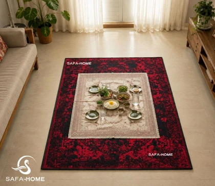 زیر سفره ای 3 متری طرح پتینه مشکی قرمز