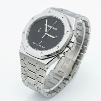 ساعتAP مهندسی نقره ای صفحه مشکی مردانه