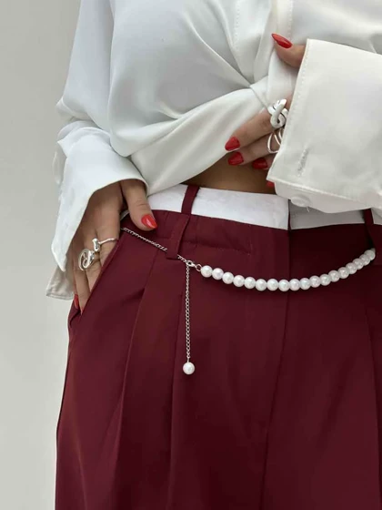 شلوار پارچه ای مرواریدی