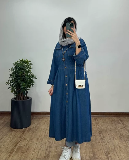 مانتو بلند جین مهرو 2