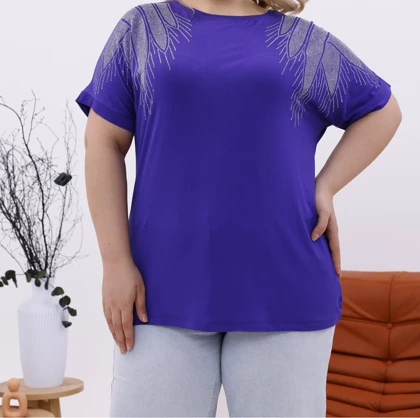 بلوز زنانه ویسکوز نگین‌دار طرح بال فرشته کد 55