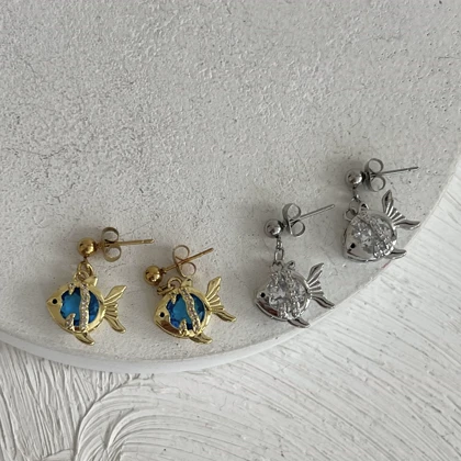 نیم‌ست ماهی کوچولو نگین سواروفسکی در دو رنگ