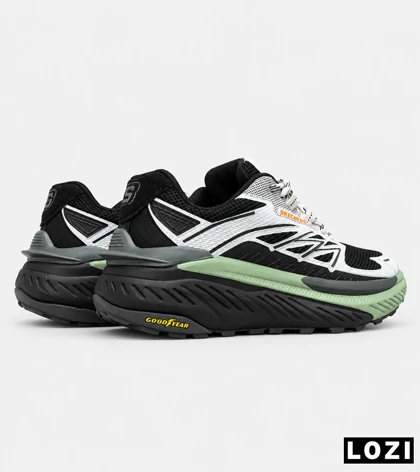 کتانی طبی اسکیچرز Max Protect مشکی طوسی سبز مدل 9720 استایل Outdoor