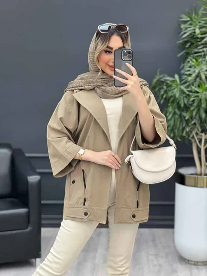 مانتو لینن بند نما جیب دکمه