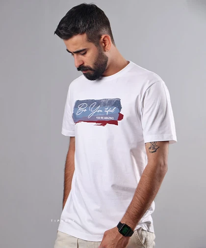 تیشرت قرمز طرح دار مردانه 1191