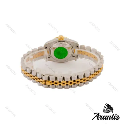 ساعت رولکس زنانه دورنگ طلایی صفحه مشکی دورنگین w-3045