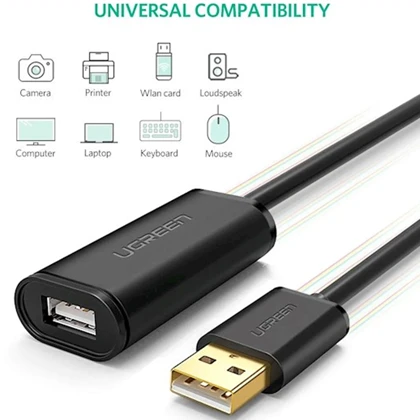 کابل افزایش طول USB 2.0 اکتیو یوگرین UGREEN مدل US121 طول 5 متر