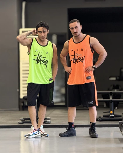 ست بسکتبالی نایک استاسی (Nike Air x Stussy) پارچه فلامنت آجری (8 رنگ)