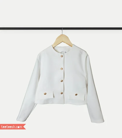 کت سفید ژاکارد