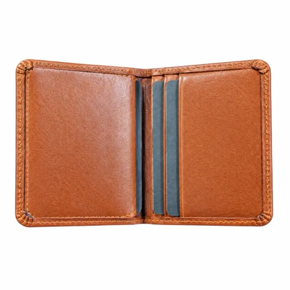 کیف کارتی چرم طبیعی مدل وکتور عسلی