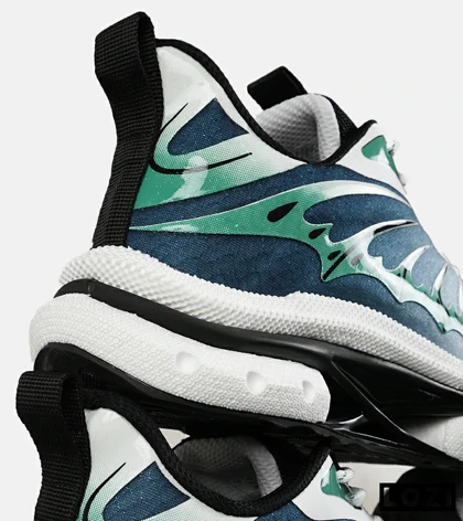 کفش کتانی سفید سبز آبی Saucony Revolution