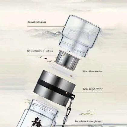 فلاسک شیشه ای دمنوش در دوحجم