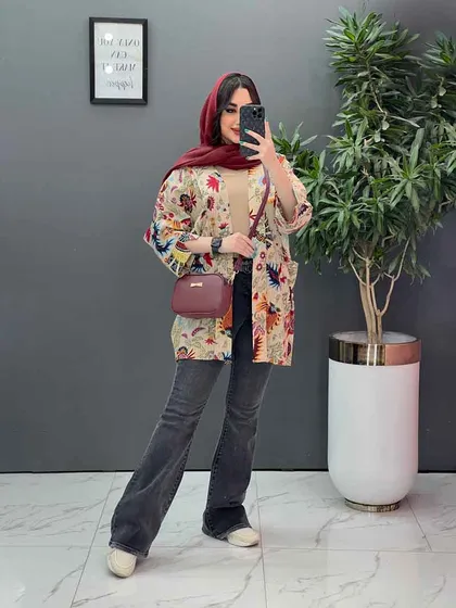 مانتو طرح دار کوک دوزی بغل پاگن