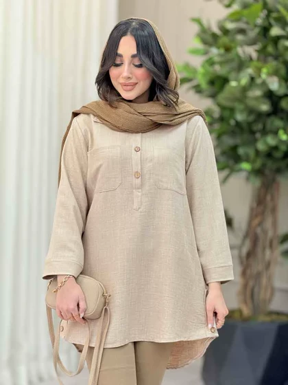 مانتو دو جیب یقه سه دکمه