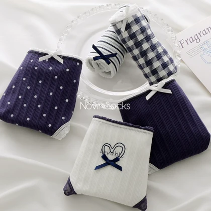 پک 12 عددی شورت نخی سورمه ای طرح قلب و پاپیون( سایز XL)