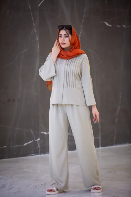 مانتو شلوار لوئیز جودون پیلی دار