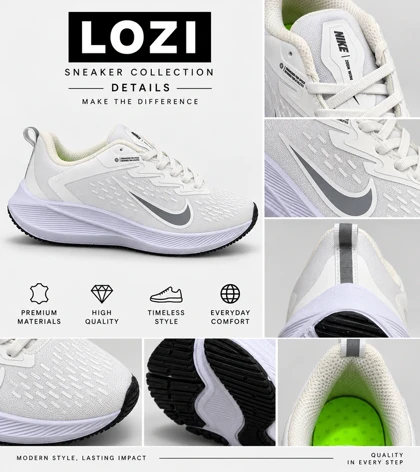 کتانی نایک Air Zoom سفید طوسی مدل 9253 کفش اسپرت مردانه و زنانه