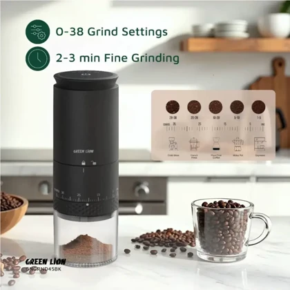 آسیاب قهوه شارژی گرین لاین Green Lion مدل GL-CG45 با 38 تنظیم