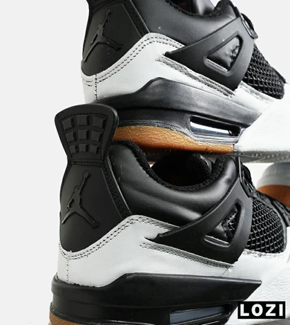 کتانی ساق‌دار زنانه و مردانه مشکی سفید Nike air jordan 4 مدل 6466