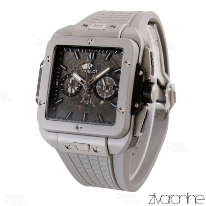 ساعت هابلوت مردانه مربعی سه موتوره طوسی نقره ای 104997
