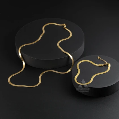 ست گردنبند و دستبند هرینگبون Herringbone Necklace & Bracelet G-01