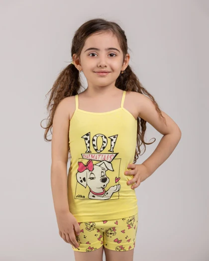 ست زیرپوش و شورت دخترانه طرح سگ خالدار سیلکا